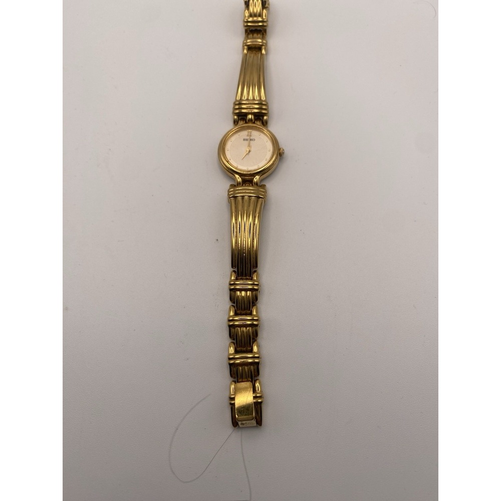 VTG Seiko Women's Quartz Gold Tone Fluted And Ribbed Bracelet Watch- New Battery